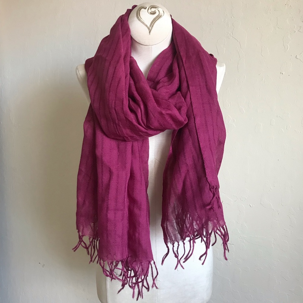 Kazana Vertical Stripe Texture Fringe End Women’s Bohemian Scarf